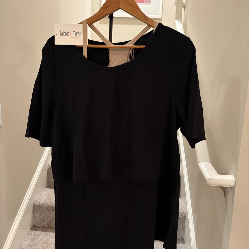 Latched Mama Short Sleeve Swing Top Breastfeeding Nursing Shirt Black Women’s 1X